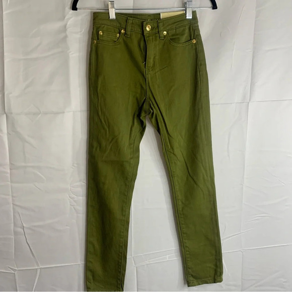 NWT Michael Kors Petite Selma Skinny High Rise Jeans in Olive Green, size 0P - Picture 11 of 11